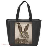 Retro Who The F_ck Is Alice Funny Rabbit  Tote Bag thumb 0