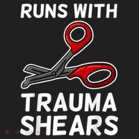 Runs With Trauma Shears EMT Emergency Medical Technician EMS Women's Sweatshirt thumb 2