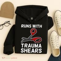 Runs With Trauma Shears EMT Emergency Medical Technician EMS Hoodie thumb 4