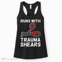 Runs With Trauma Shears EMT Emergency Medical Technician EMS Women's Tank Top thumb 0