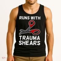 Runs With Trauma Shears EMT Emergency Medical Technician EMS Tank Top thumb 3