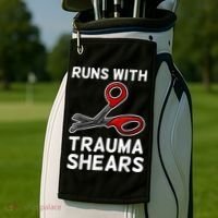 Runs With Trauma Shears EMT Emergency Medical Technician EMS Golf Towel thumb 2