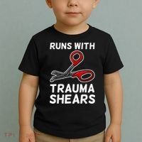 Runs With Trauma Shears EMT Emergency Medical Technician EMS Toddler T-Shirt thumb 2