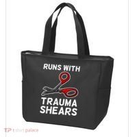 Runs With Trauma Shears EMT Emergency Medical Technician EMS Tote Bag thumb 3