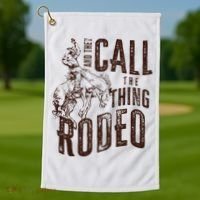 Retro Western They Call The Thing Rodeo Cowboy Howdy Golf Towel thumb 1