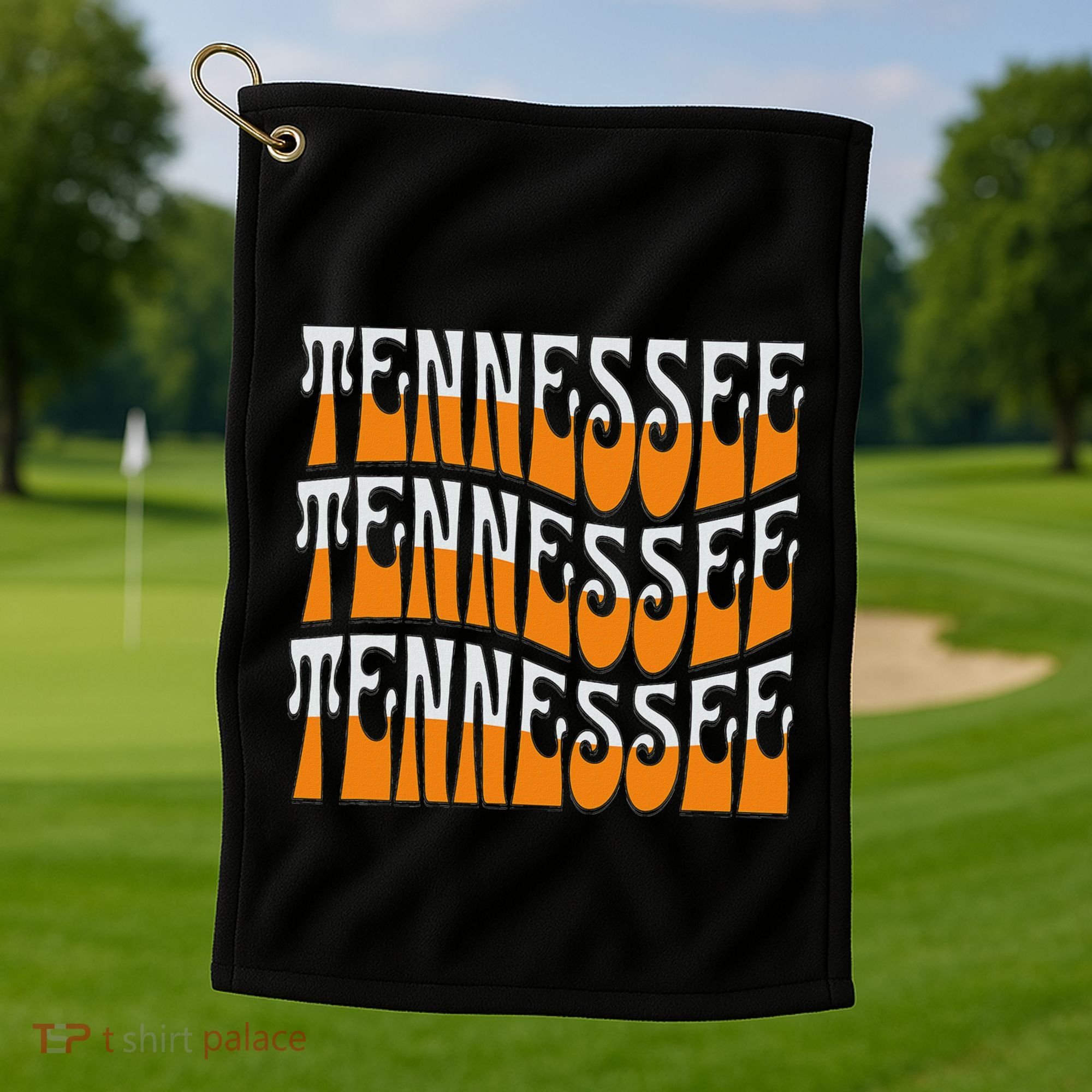 Retro Wavy Tennessee S Tennessee Orange Golf Towel