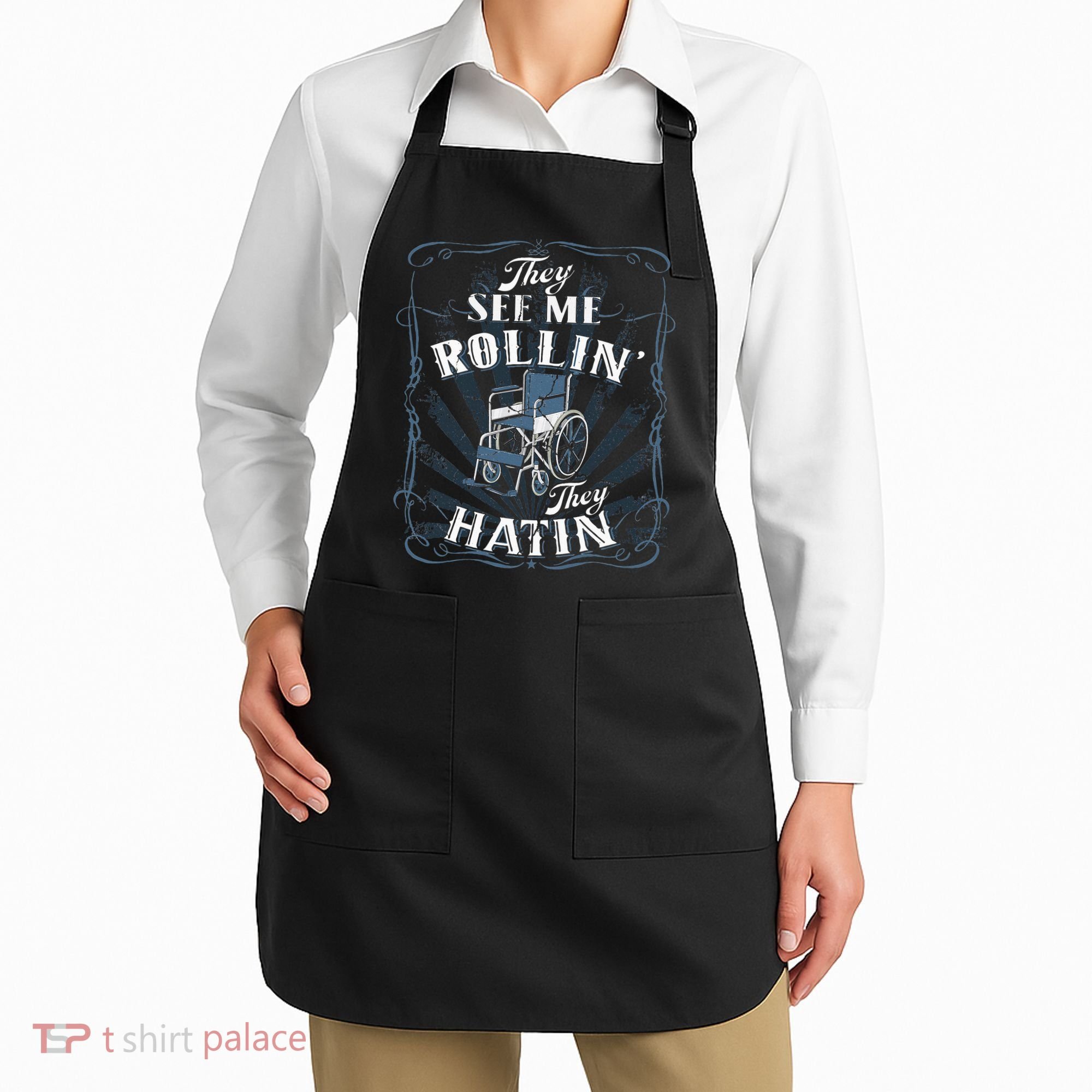retro Wheelchair They See Me Rollin They Hatin  Apron