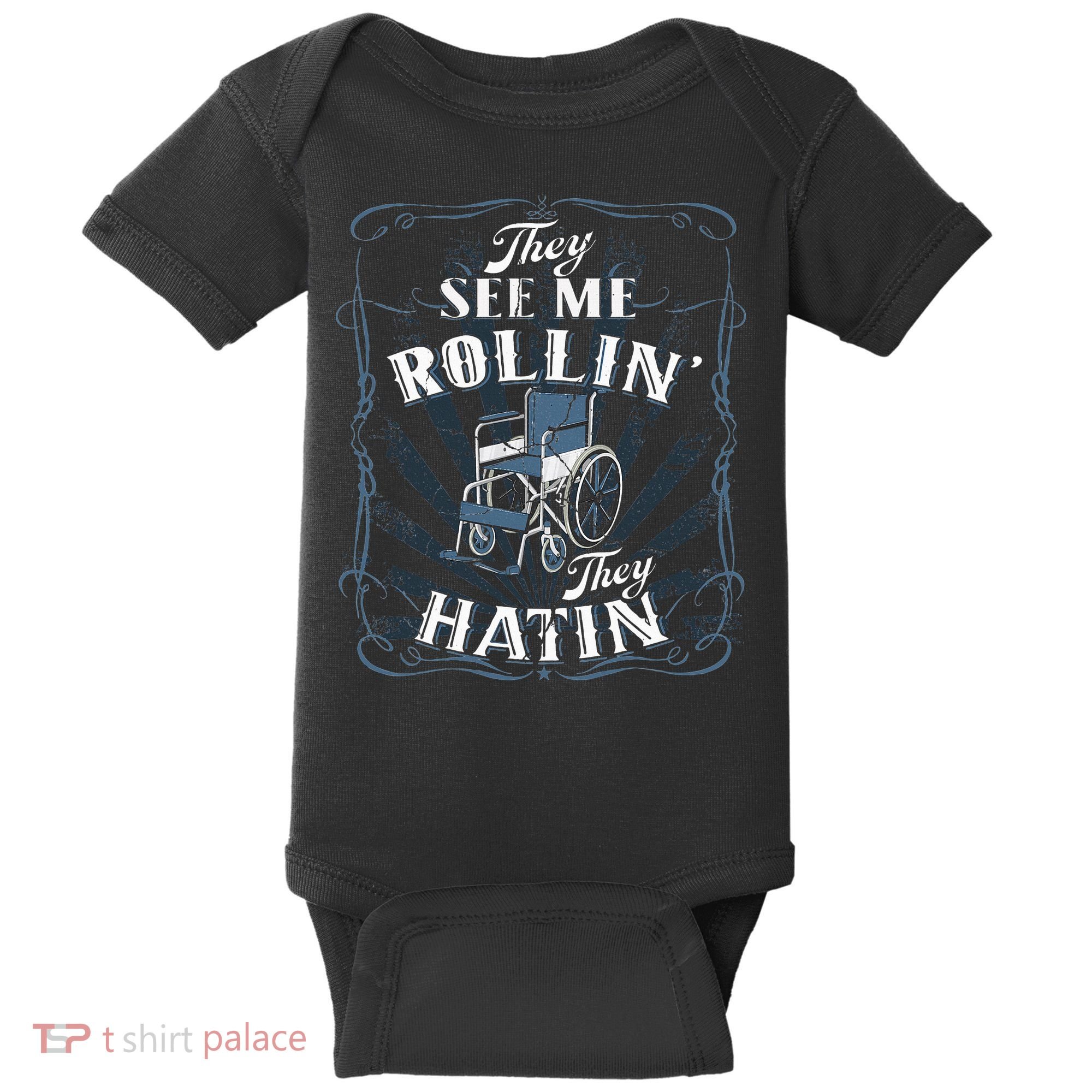 retro Wheelchair They See Me Rollin They Hatin  Baby Bodysuit