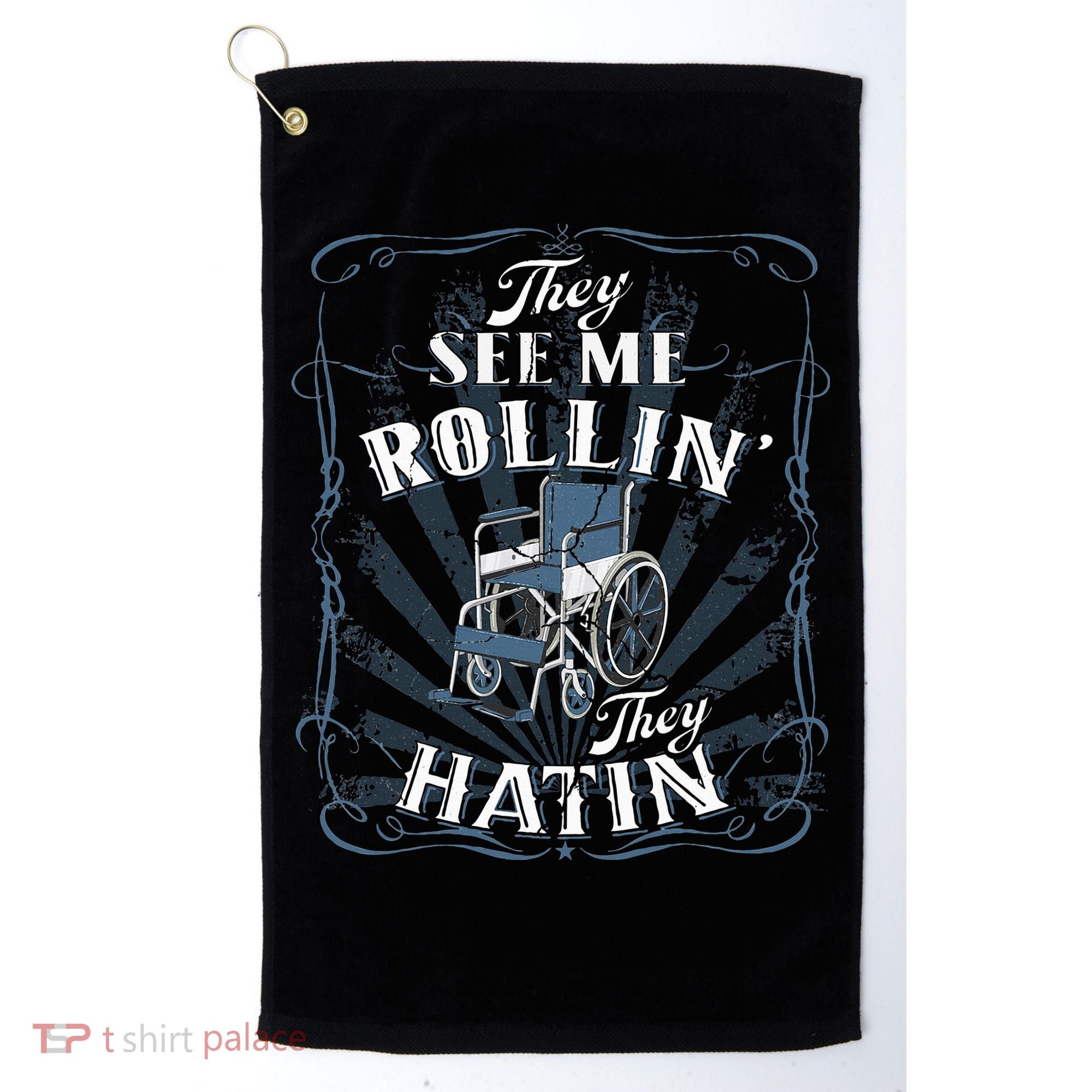 retro Wheelchair They See Me Rollin They Hatin  Golf Towel