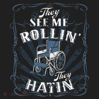 retro Wheelchair They See Me Rollin They Hatin  Golf Towel thumb 3