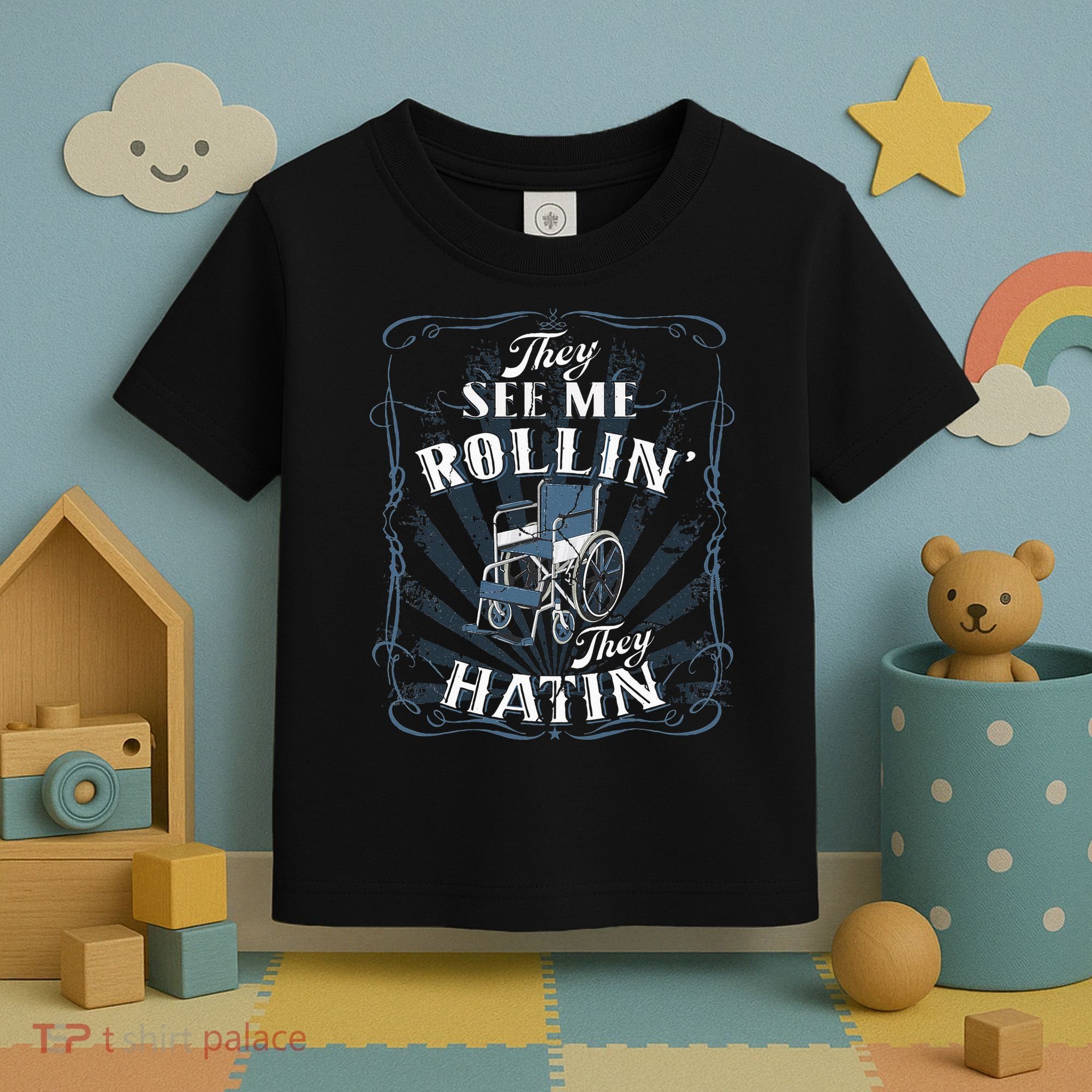 retro Wheelchair They See Me Rollin They Hatin  Toddler T-Shirt