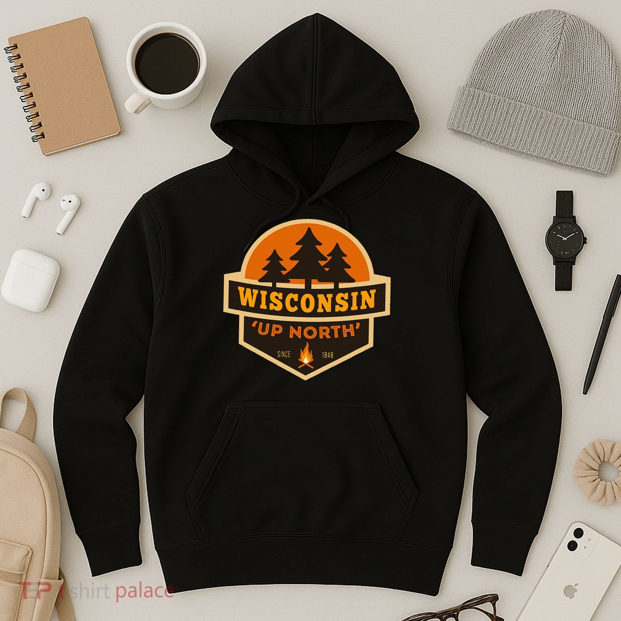 Retro Wisconsin Up North Hoodie
