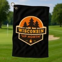 Retro Wisconsin Up North Golf Towel thumb 1
