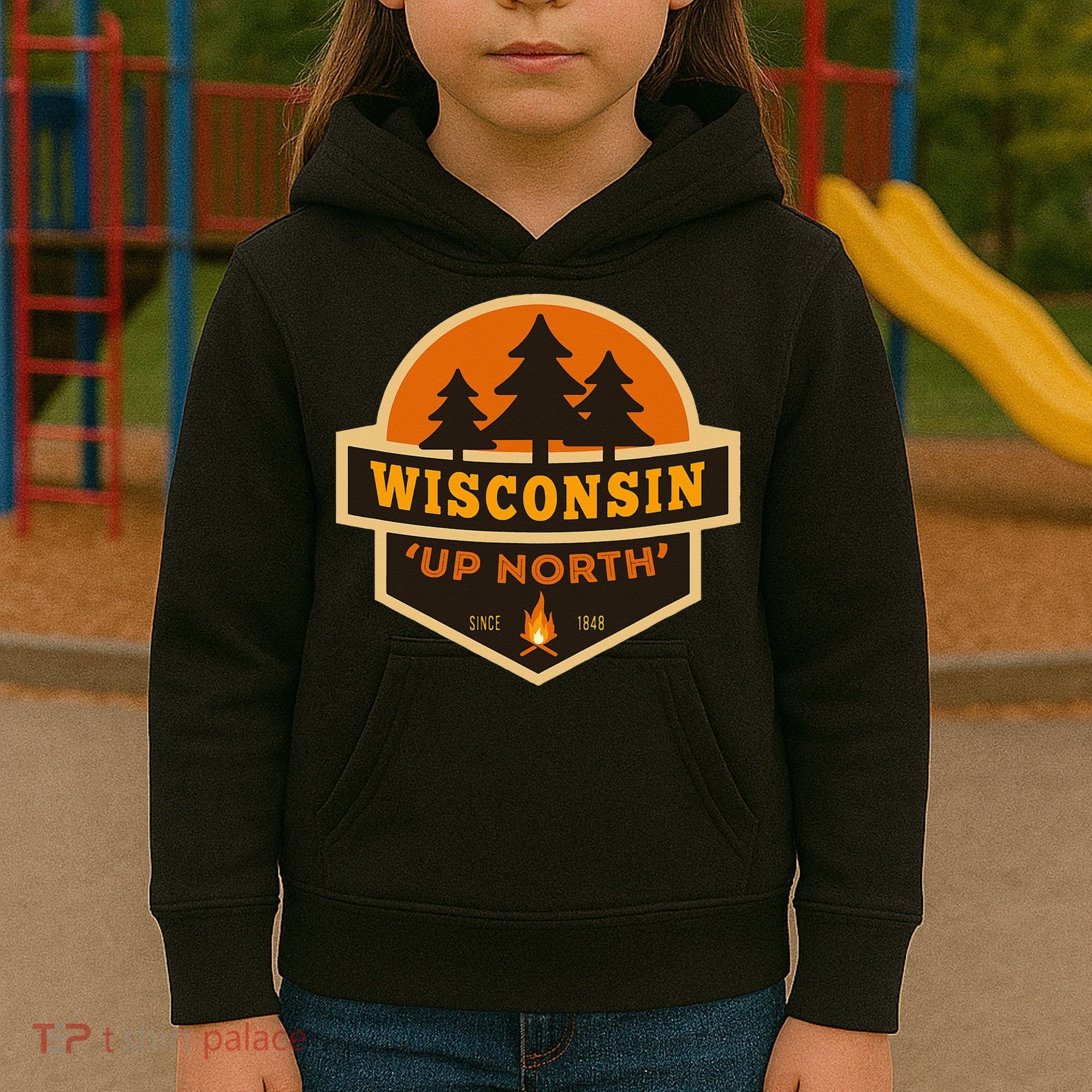 Retro Wisconsin Up North Kids Hoodie