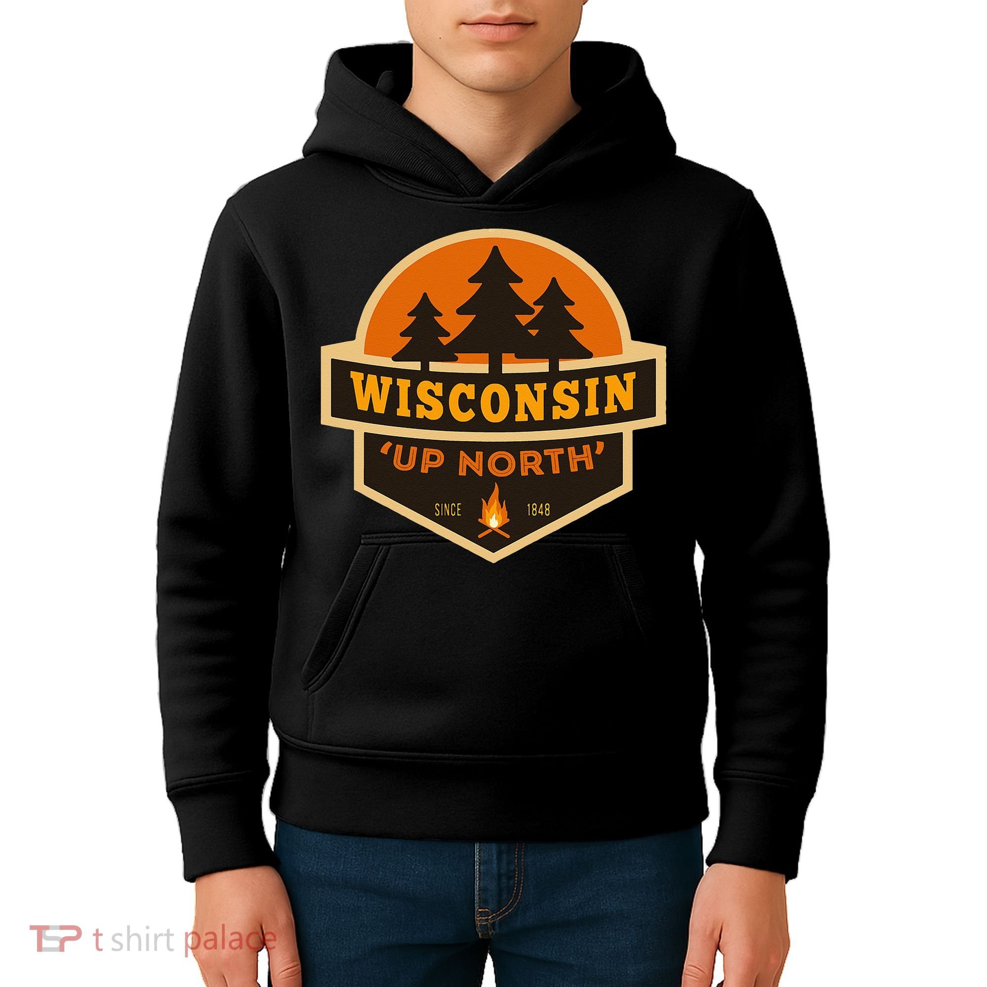 Retro Wisconsin Up North Kids Hoodie