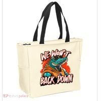 Retro We WonT Back Down Blue And Orange Gator Tote Bag thumb 2