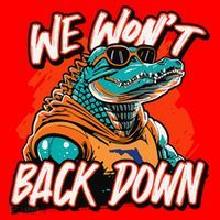Retro We WonT Back Down Blue And Orange Gator Santa Hat thumb 1