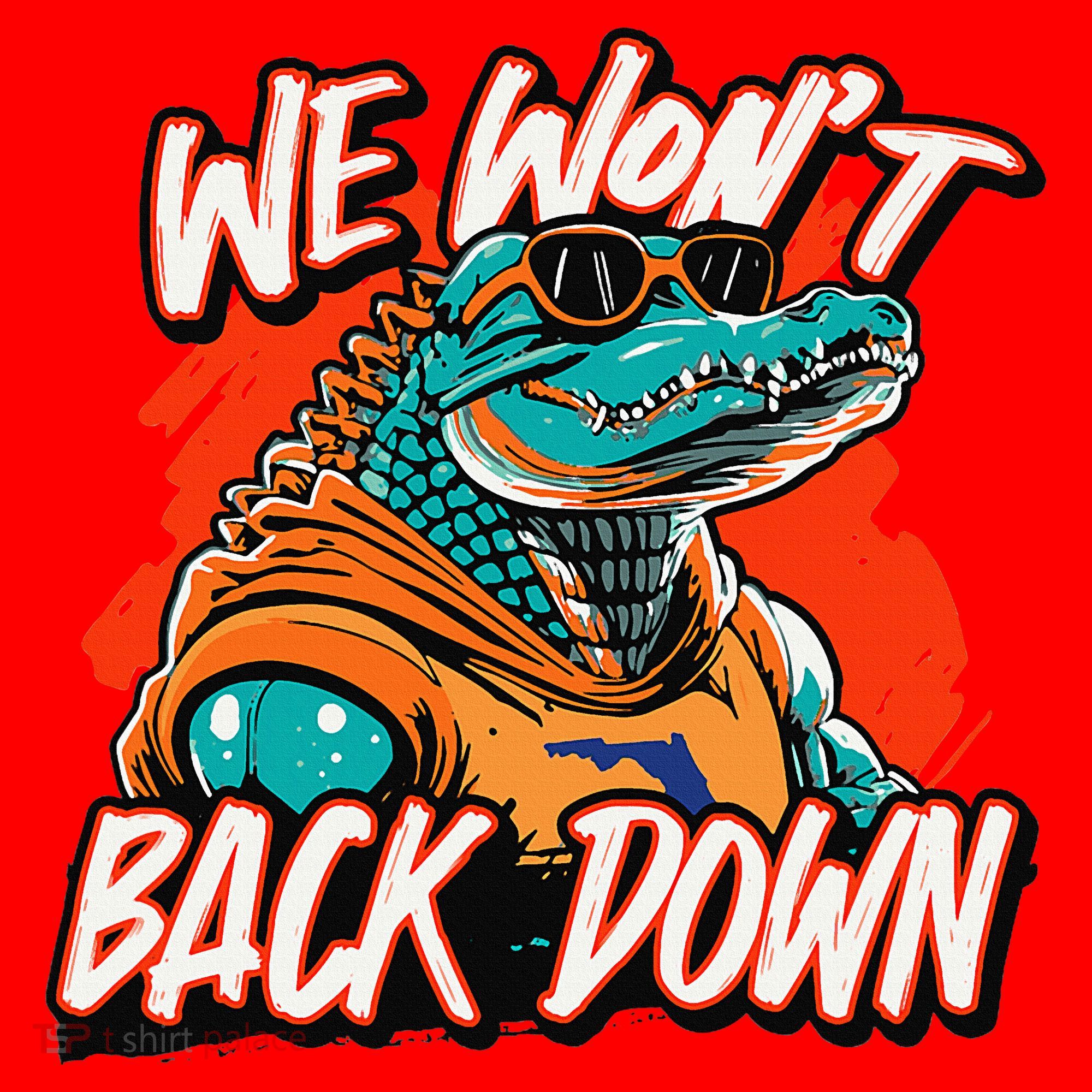 Retro We WonT Back Down Blue And Orange Gator Santa Hat