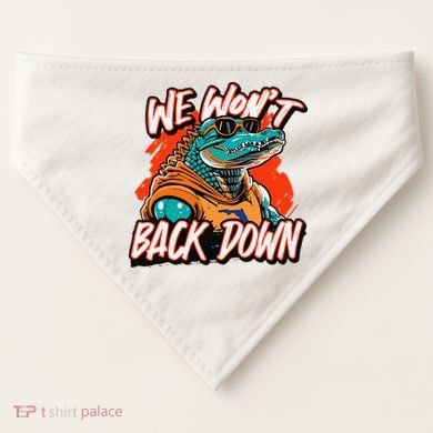 Retro We WonT Back Down Blue And Orange Gator USA-Made Doggie Bandana