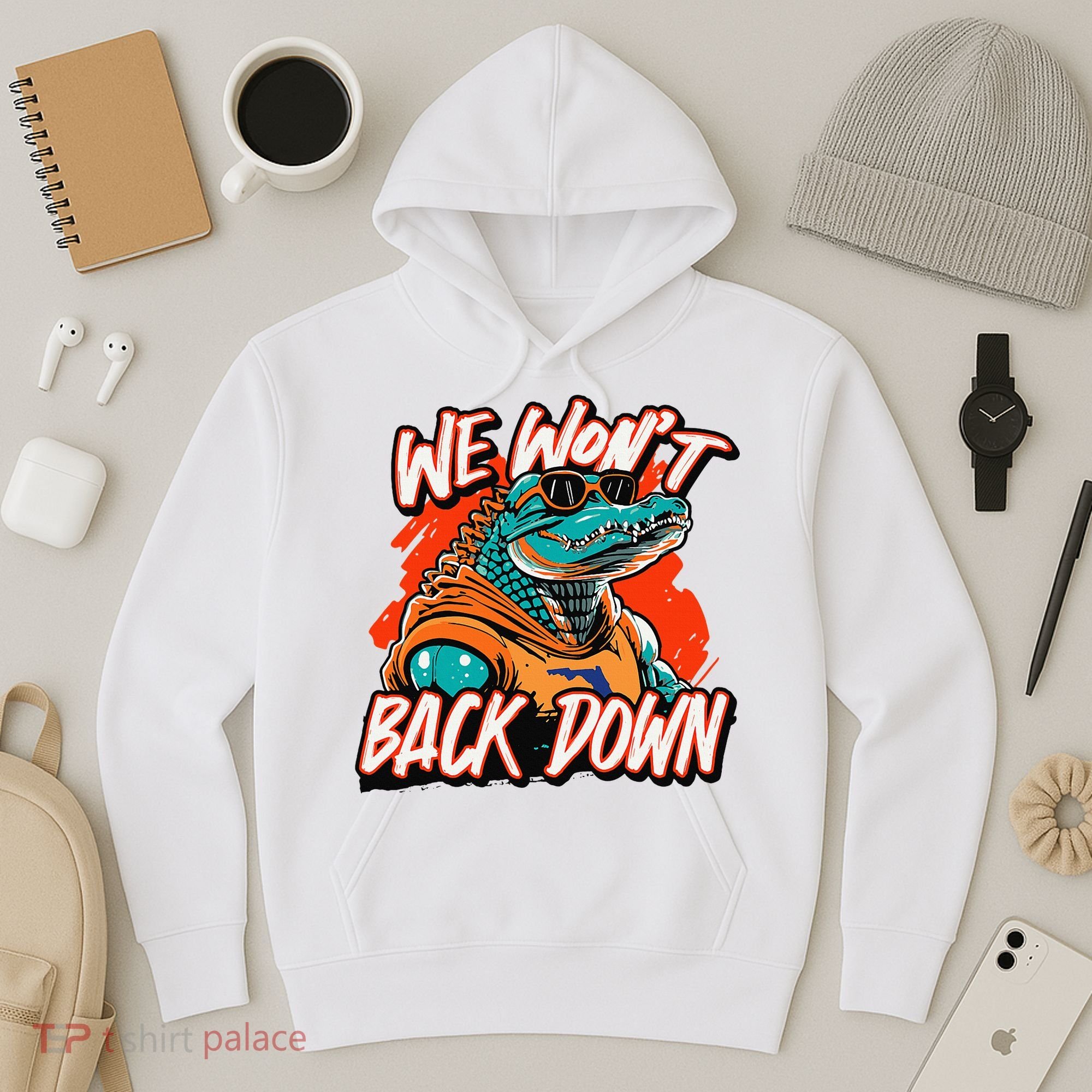 Retro We WonT Back Down Blue And Orange Gator Hoodie