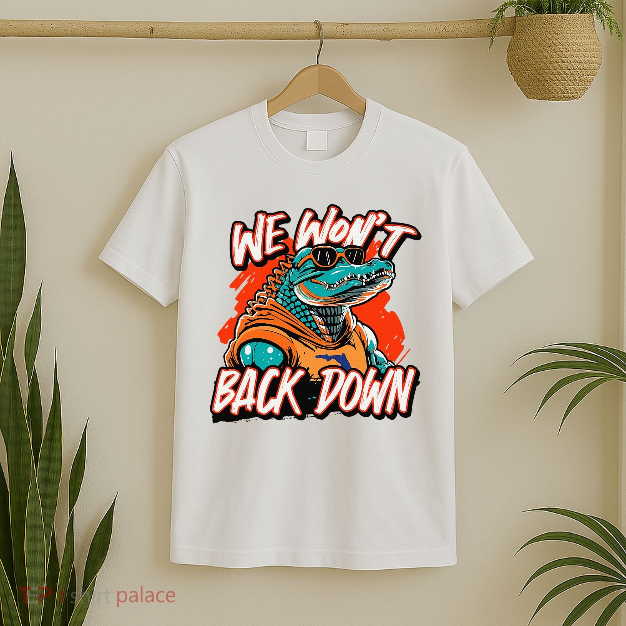 Retro We WonT Back Down Blue And Orange Gator T-Shirt
