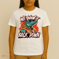 Retro We WonT Back Down Blue And Orange Gator T-Shirt thumb 4
