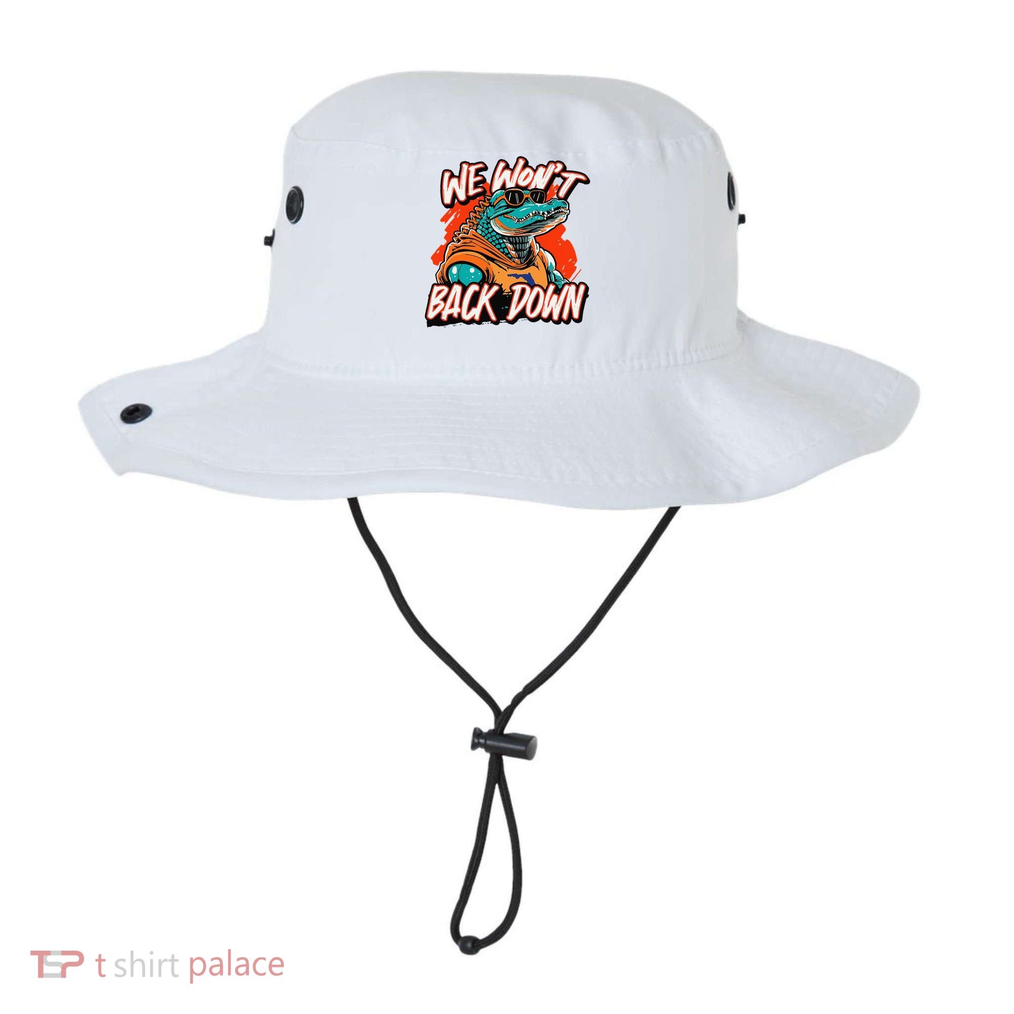 Retro We WonT Back Down Blue And Orange Gator Bucket Hat
