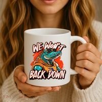 Retro We WonT Back Down Blue And Orange Gator Coffee Mug thumb 3