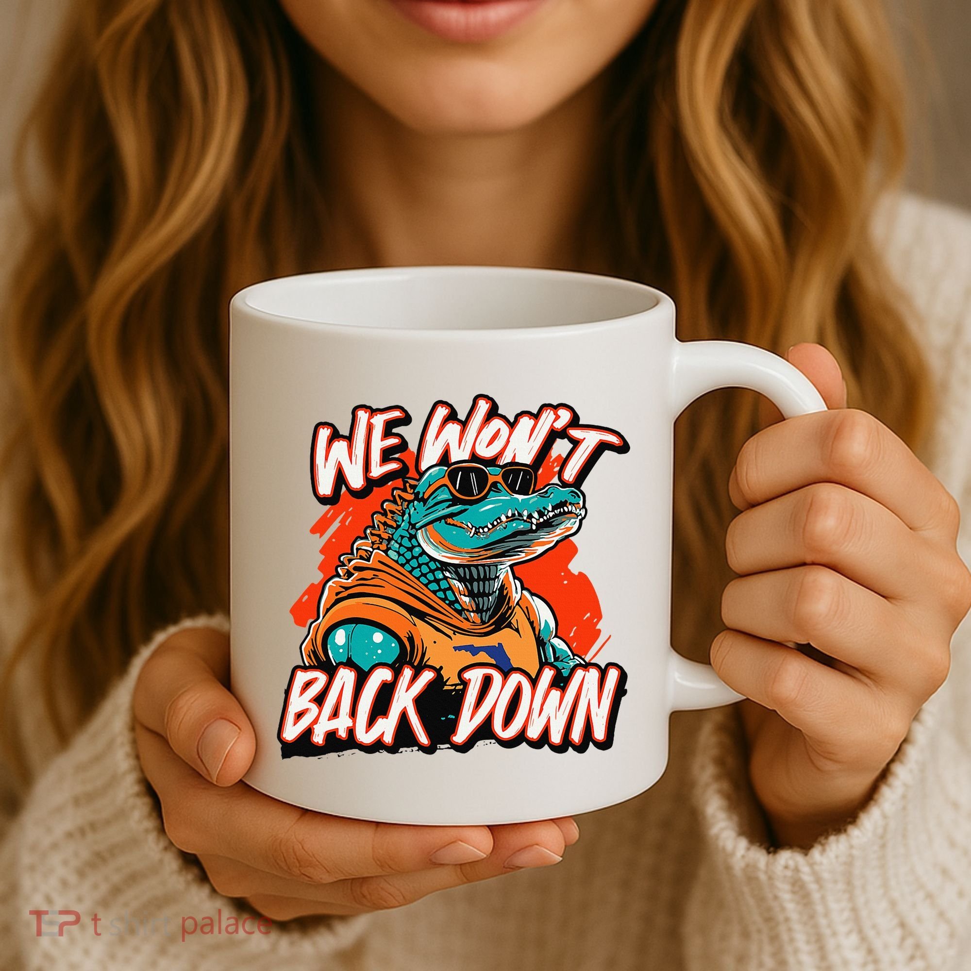 Retro We WonT Back Down Blue And Orange Gator Coffee Mug