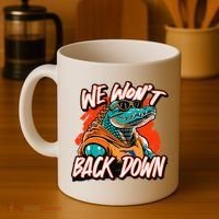 Retro We WonT Back Down Blue And Orange Gator Coffee Mug thumb 4