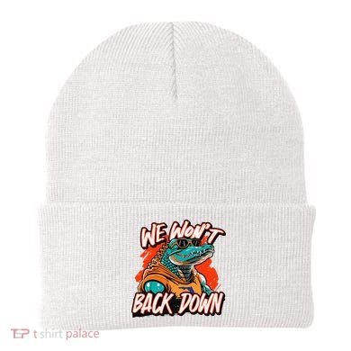 Retro We WonT Back Down Blue And Orange Gator Beanie