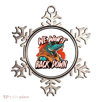 Retro We WonT Back Down Blue And Orange Gator Ornament