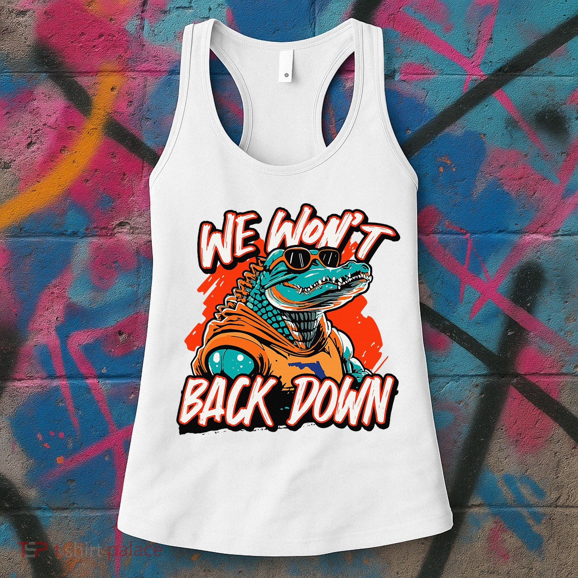 Retro We WonT Back Down Blue And Orange Gator Women's Tank Top