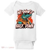 Retro We WonT Back Down Blue And Orange Gator Baby Bodysuit thumb 0