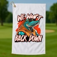 Retro We WonT Back Down Blue And Orange Gator Golf Towel thumb 1