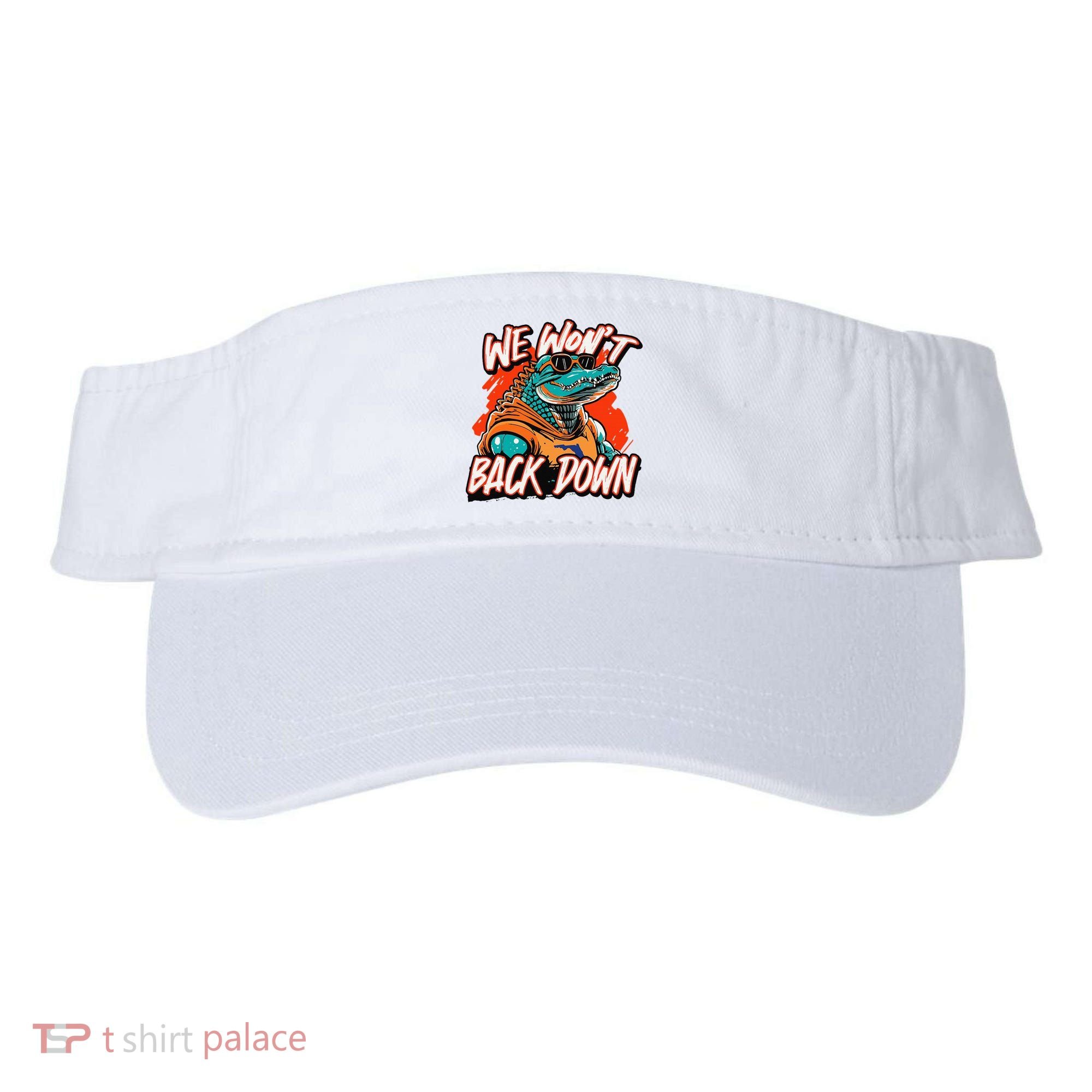 Retro We WonT Back Down Blue And Orange Gator Visor