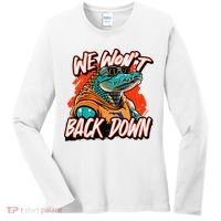 Retro We WonT Back Down Blue And Orange Gator Women's Long Sleeve Shirt thumb 0