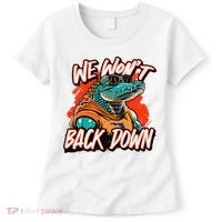 Retro We WonT Back Down Blue And Orange Gator Women's T-Shirt thumb 0