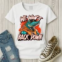 Retro We WonT Back Down Blue And Orange Gator Women's T-Shirt thumb 3