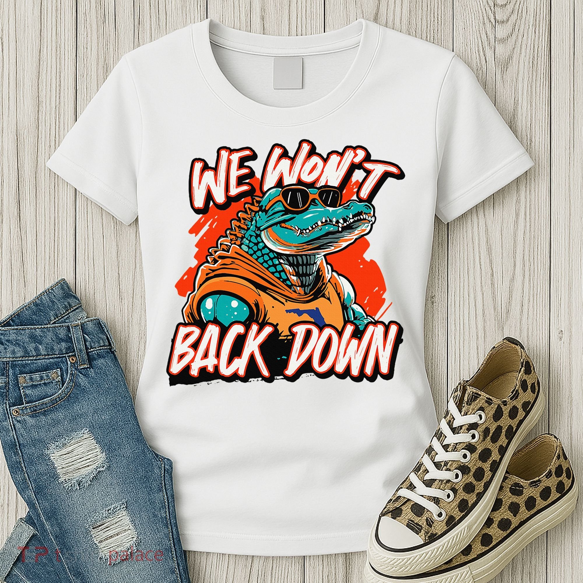 Retro We WonT Back Down Blue And Orange Gator Women's T-Shirt