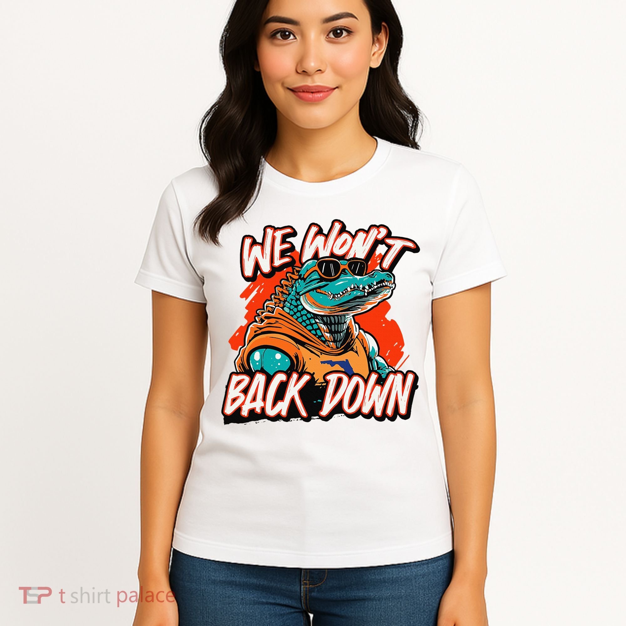 Retro We WonT Back Down Blue And Orange Gator Women's T-Shirt