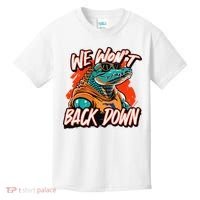 Retro We WonT Back Down Blue And Orange Gator Kids T-Shirt thumb 0