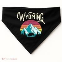 Retro Wyoming, WY Mountains State Wildlife Gift USA-Made Doggie Bandana thumb 0