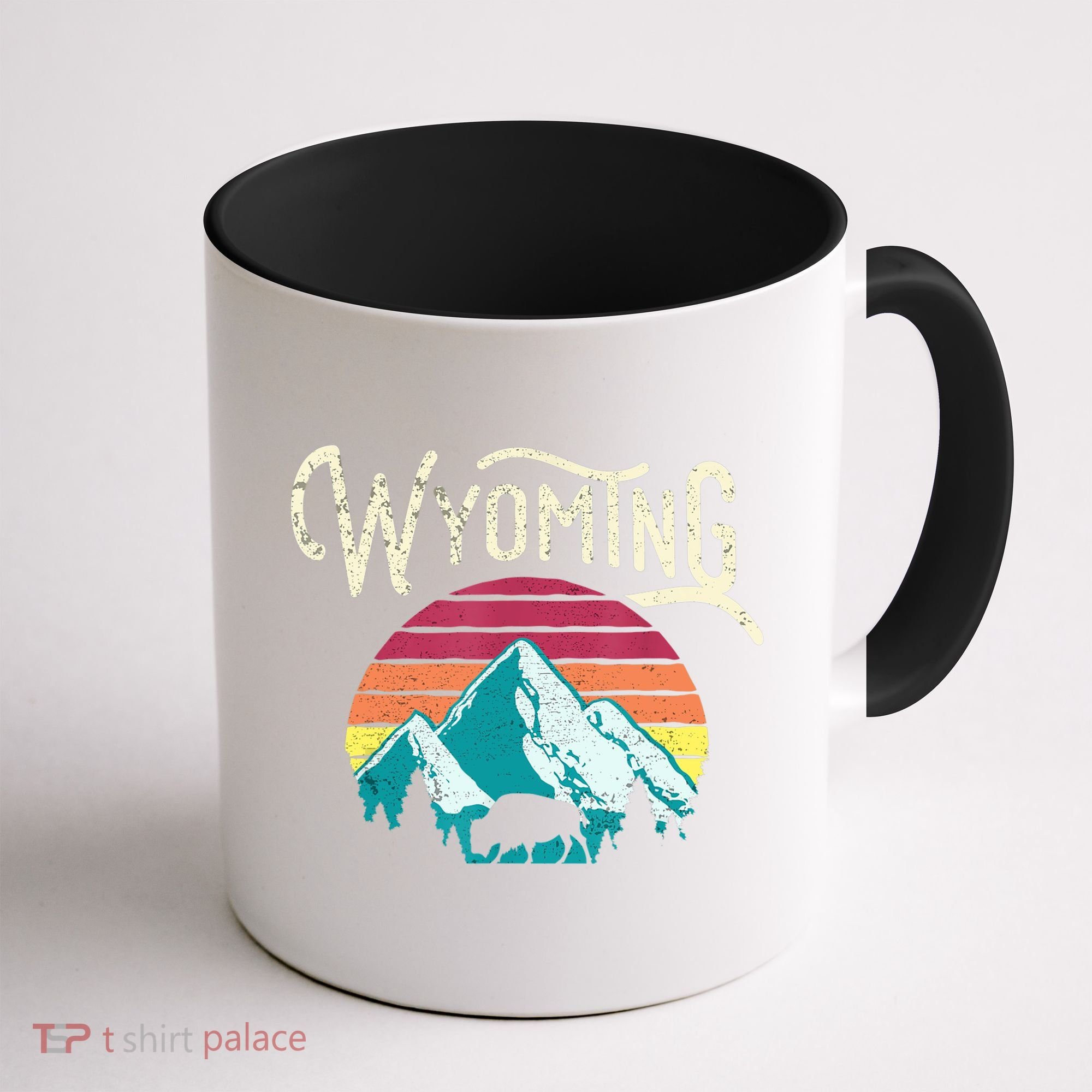 Retro Wyoming, WY Mountains State Wildlife Gift Coffee Mug