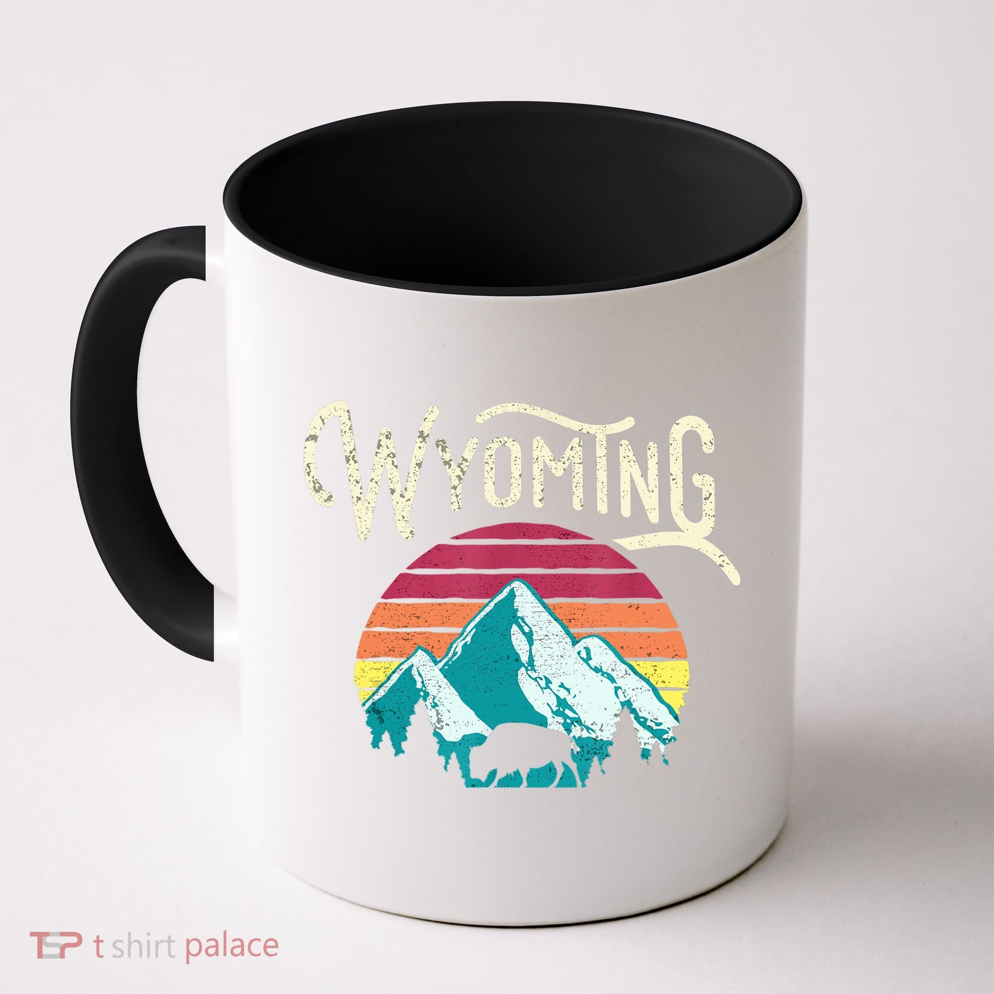 Retro Wyoming, WY Mountains State Wildlife Gift Coffee Mug