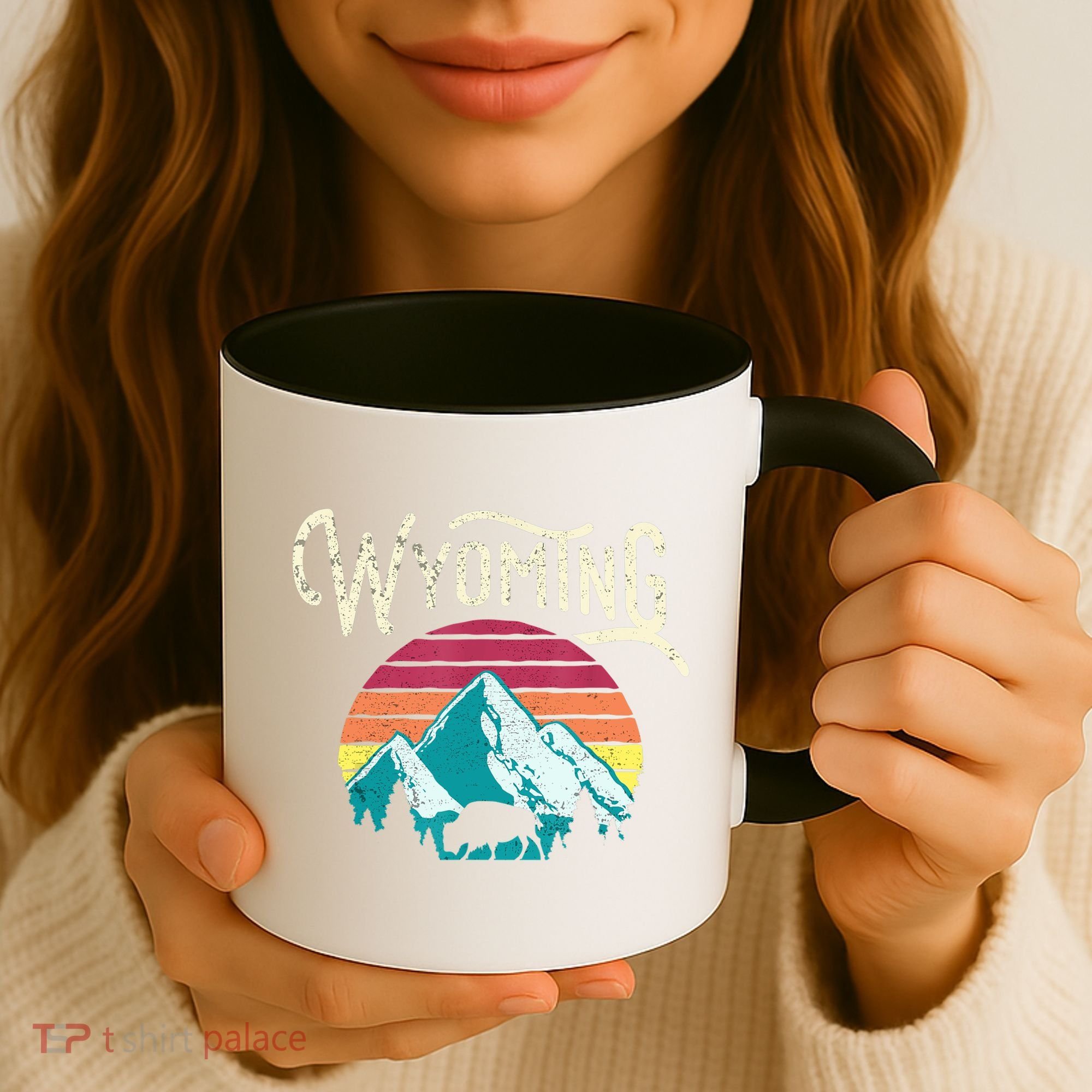 Retro Wyoming, WY Mountains State Wildlife Gift Coffee Mug