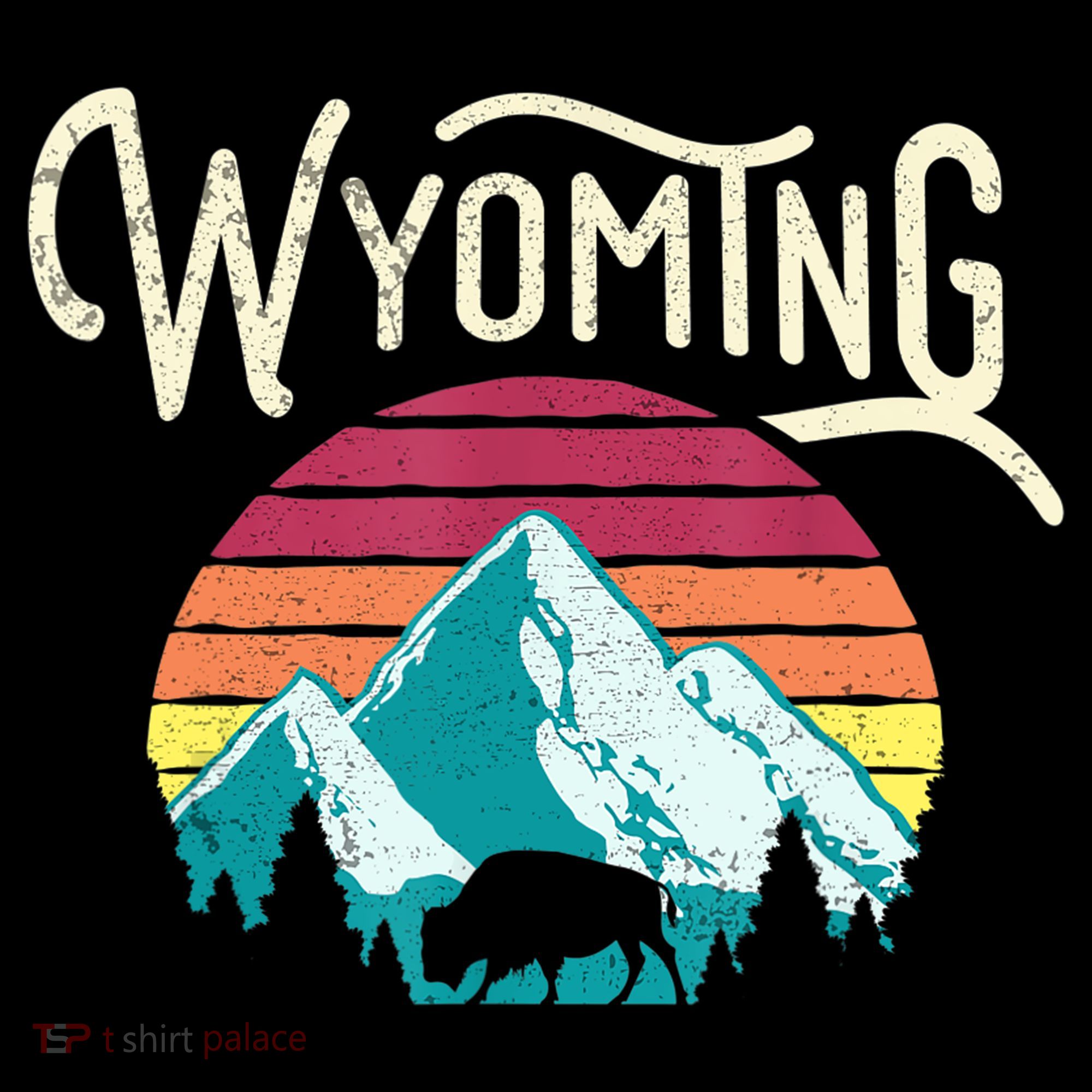 Retro Wyoming, WY Mountains State Wildlife Gift Coffee Mug