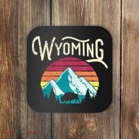 Retro Wyoming, WY Mountains State Wildlife Gift Coaster thumb 0