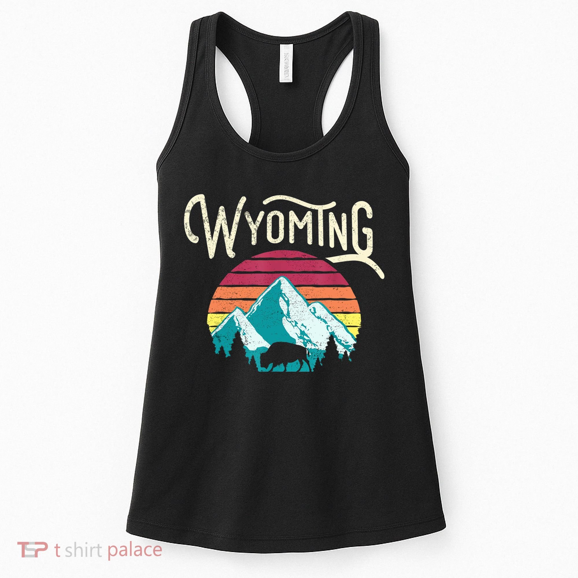 Retro Wyoming, WY Mountains State Wildlife Gift Women's Tank Top