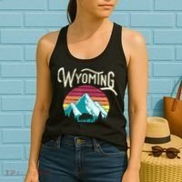 Retro Wyoming, WY Mountains State Wildlife Gift Women's Tank Top thumb 2